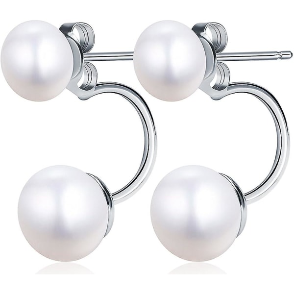 Kvinnor "drömmer dubbla pärlorhängen 925sterling silver sötvattenspärl pärlorhängen