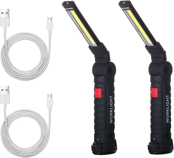 LED USB Oppladbar Lommelykt, 2 stk. Lyse Lommelykter Arbeidslys