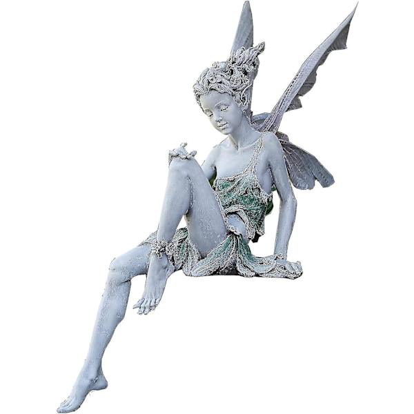 Trädgårdsfigurer Sittande tomtar 22cm Ängelstaty Trädgårdsfigurer Fairy Staty Trädgårdsdekoration