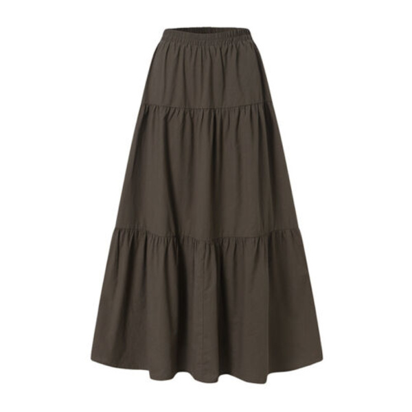 Kjol med resår i midjan Kjol A-linje dam Veckad vintage casual kjol purple L
