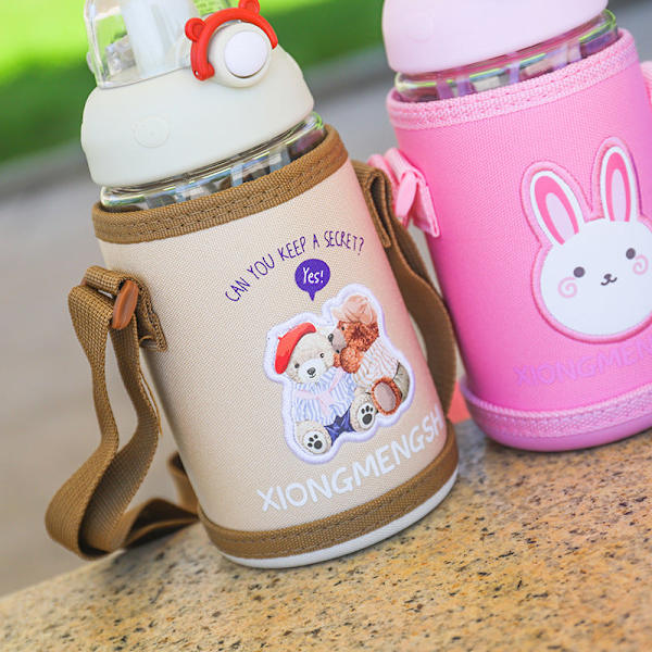 Läcksäker vattenflaska för barn Söt barn tecknad Söt bärbar plast utomhus droppsäker Bunny 580ML