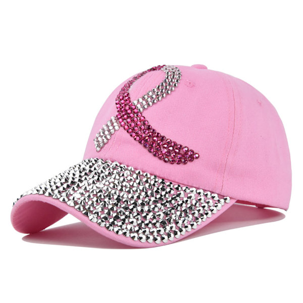 Spot Drill Cap Flash Diamond Peaked Cap Personlighet Silk Screen Peaked Cap Distressed Cap Solhatt Co8933White Adjustable