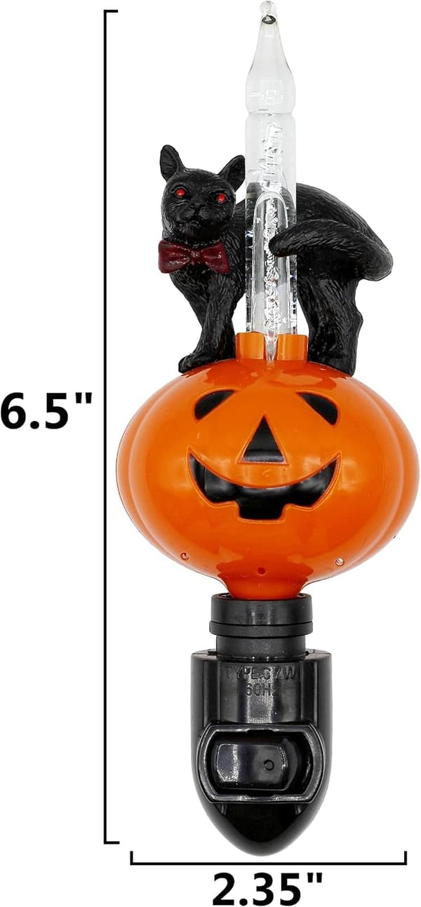 Halloweenpumpa Jack O' Lantern & Svart Katt Bubbellampa
