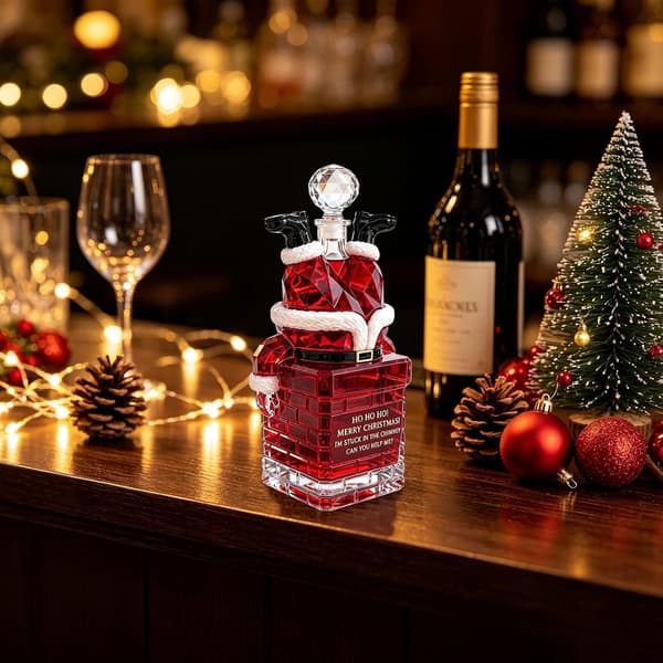 2026 Ny tomte fast i skorstenen julwhiskykaraff 370ml