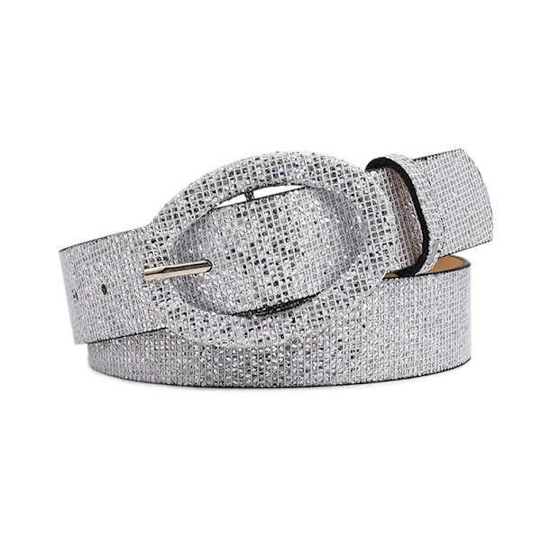 Glänsande paljetter Bältesnål Spänne Midjeband SILVER silver
