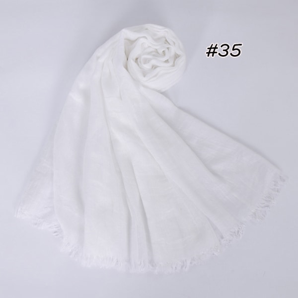 Dam Scarf Sjal 2022 Bomull Linne Enfärgad Tr Bomull Koreansk stil 35# White 190cm