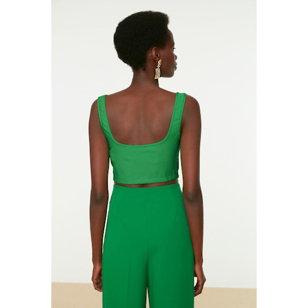 Trendyol Blus Enkel Sweetheart Standardärm Basic Green 34