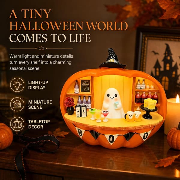 Lysande Halloween-dekoration Spökfigur Pumpabar-dekor (Gul)