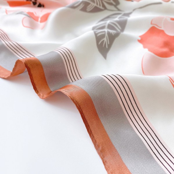 27,5 x 27,5 Kvinnor fyrkantig sidenliknande hårscarf Huvud Sovomslag Satin huvudduk, blå-11