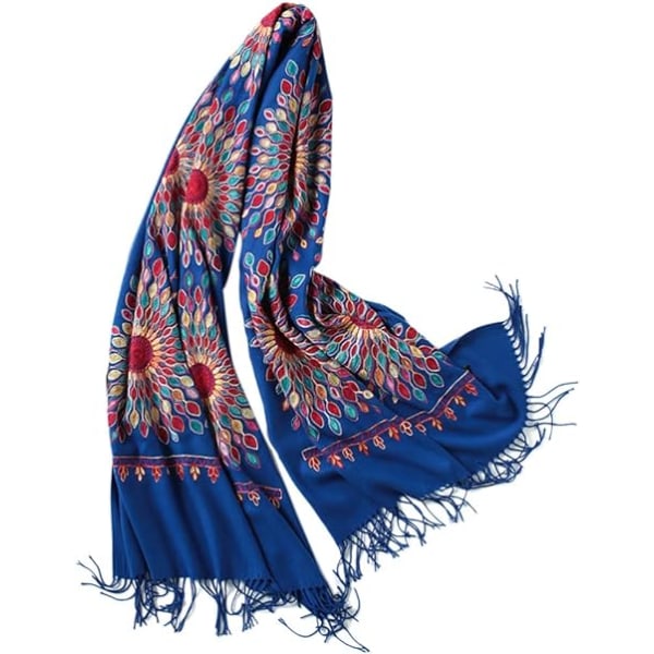 Dambroderade oversize tofssjal Scarf Wraps för kvinnor
