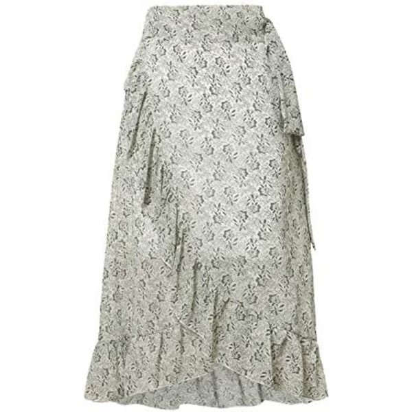 Boho Floral Wrap Maxikjol - Hög midja med slits