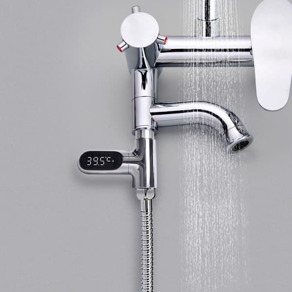 Digitalt dusjtermometer med lyssterk LED-skjerm – Babydusjtermometer, dusjhodeholder, øyeblikkelig avlesning Fahrenheit/Celsius termometer