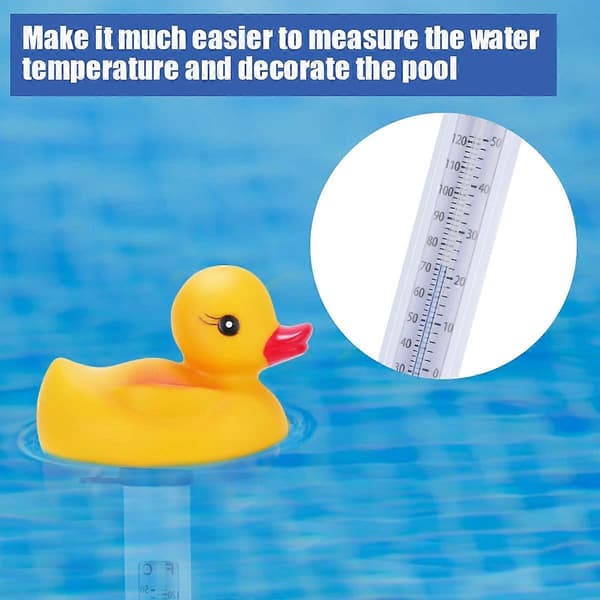 Flytande Pooltermometer, Flytande Termometer med Snöre, Anka Stil Vattentermometer för Utomhuspooler