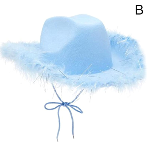 Kvinnor Bred Brätte Kvinnor Tjej Western Rosa Cowboyhatt För Fest U5P blue One-size