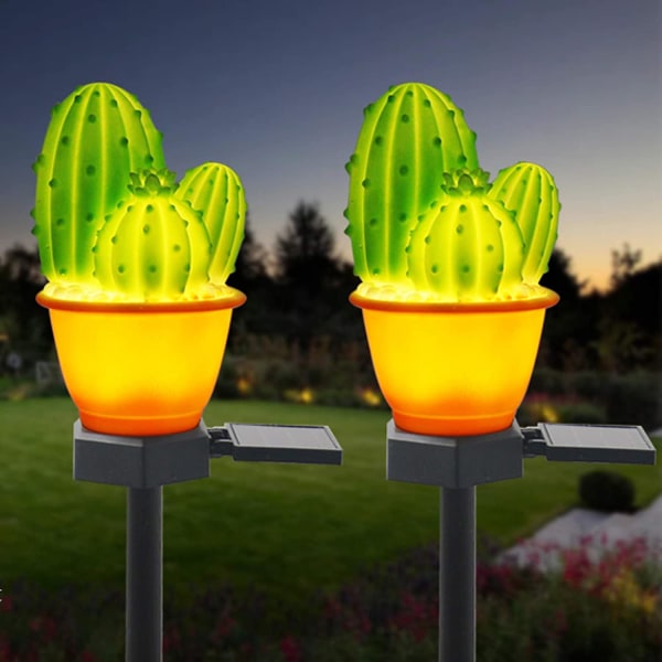 Dekorativa solar trädgårdsljus utomhus, 2-pack ananasstake Cactus2