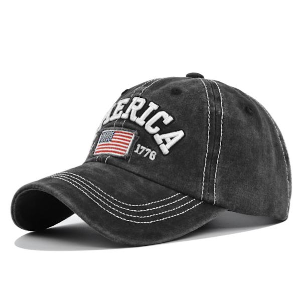 Distressed Broderad Baseball Cap Amerika Broderad Baseball Cap Amerikanska flaggan Retro Duck Tongue Hat Partihandel Cb3277ArmyGreen Adjustable
