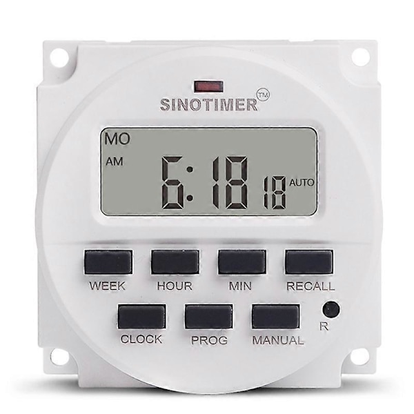 SINOTIMER Tm618N-2 Lcd 1.6 Tum Digital 220V Ac 7 Dagars Programmerbar Timer Switch med Relä Inuti a