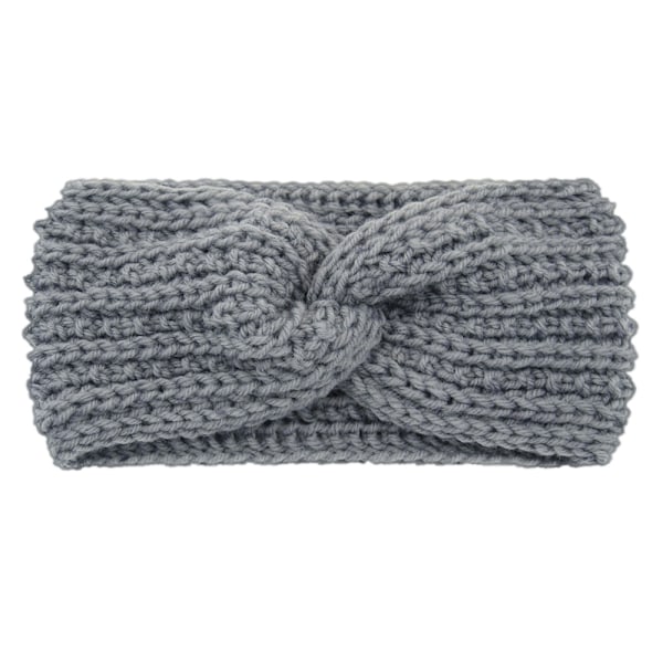 2 Varm Fluffig Stretch Knit Crossover Pannband Grå grey