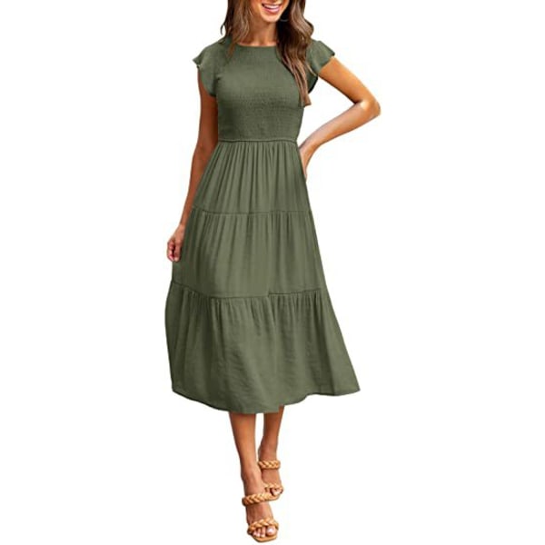 Kortärmade maxiklänningar för kvinnor Army Green S