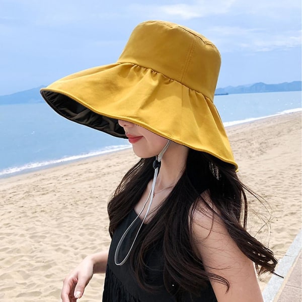Solhatt, unisex solhatt, perfekt för att skydda dina ögon från skadliga UV-strålar, vår cap för alla utomhusäventyr (gul)