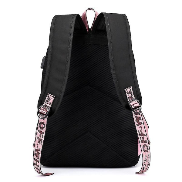 Black.pink Ryggsäck USB Uppladdningsbar ryggsäck Student skolväska Blue