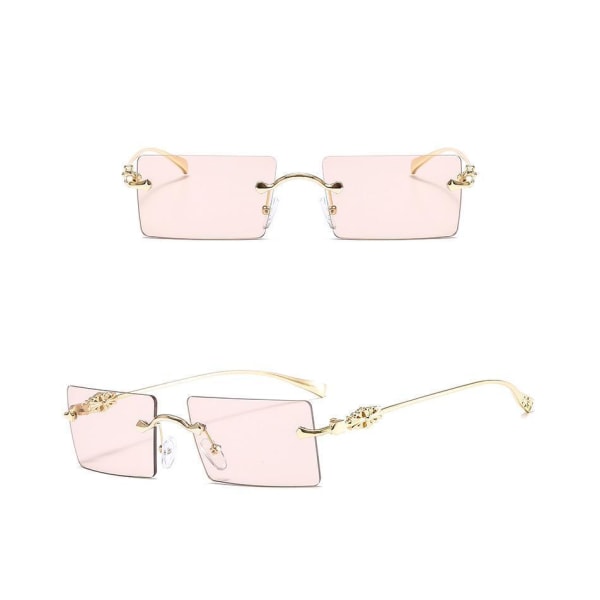 Solglasögon till dam 90 tals inspirerade rektangulära sommar ros pink one size