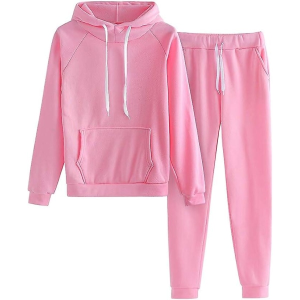 Mode Loungeset för kvinnor Modekläder 2-delad sweatsuit Långärmad tröja Långbyxor Pink L
