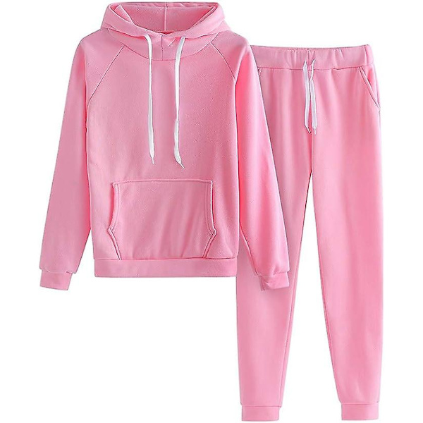 Mode Loungeset för kvinnor Modekläder 2-delad sweatsuit Långärmad tröja Långbyxor Pink S