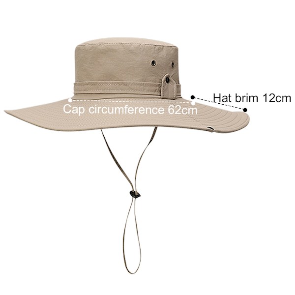 Solhattar med UV-skydd, vandringssafari med bred brättad cap Khaki