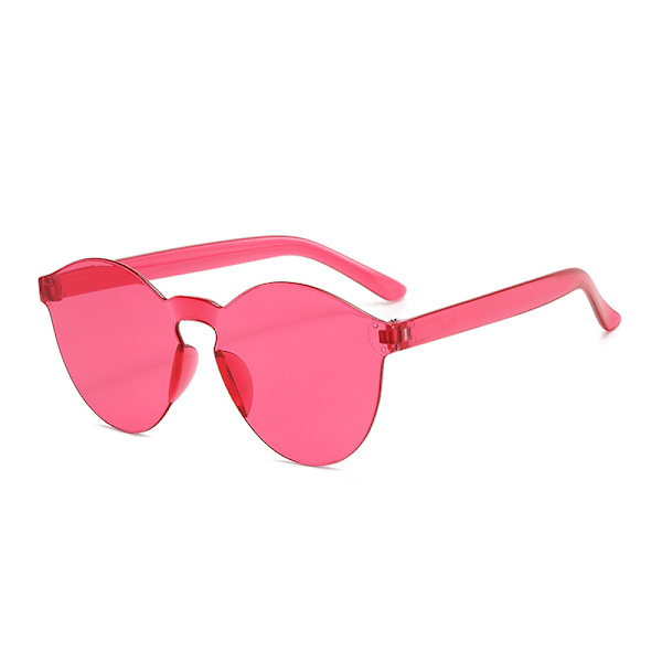 Mode solglasögon i ett stycke godis färg färg kantlösa glasögon Rose red