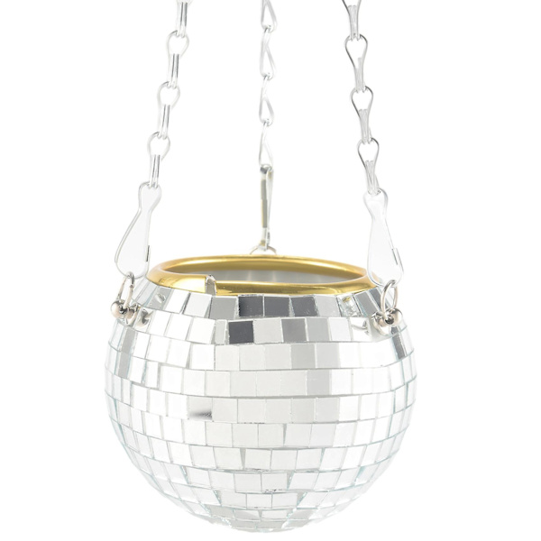 Spegel Reflektor Trädgårdskrukor Planteringskärl Discoboll Utomhus Blomkrukor Rep Spegel Hängkorg Wal Silver