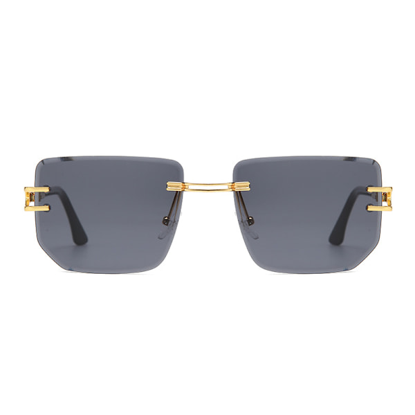 Snygga bågfria solglasögon Retro metallsolglasögon för kvinnor Modeglasögon för män Gold frame gradient tea