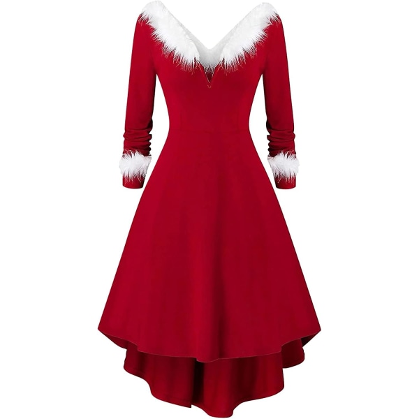 Fksesg Dam Vintage Klänning Vinter Jul Långärmad Patchwork Hood Party Dress  W-red Medium f1ea | W-red | Medium | Fyndiq