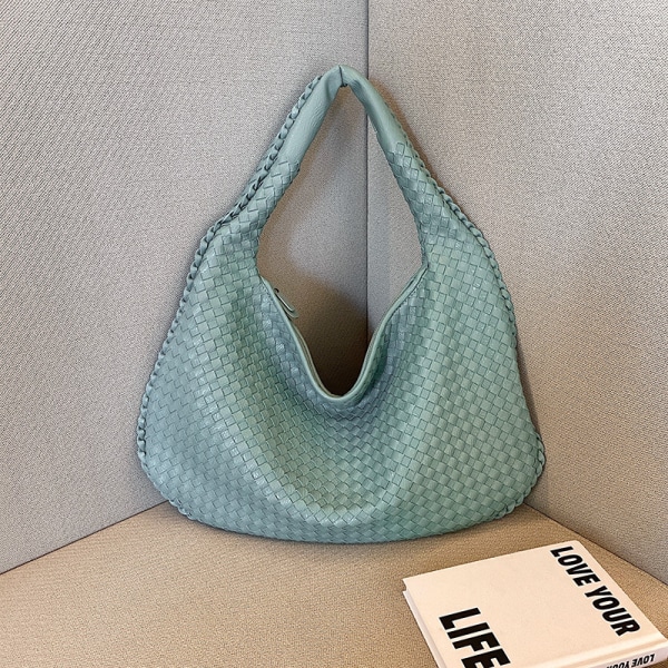 Handväska Designer vävd högkvalitativ axelväska för kvinnor Lyxigt läder Handväska med stor kapacitet Casual handväska för kvinnor lake blue