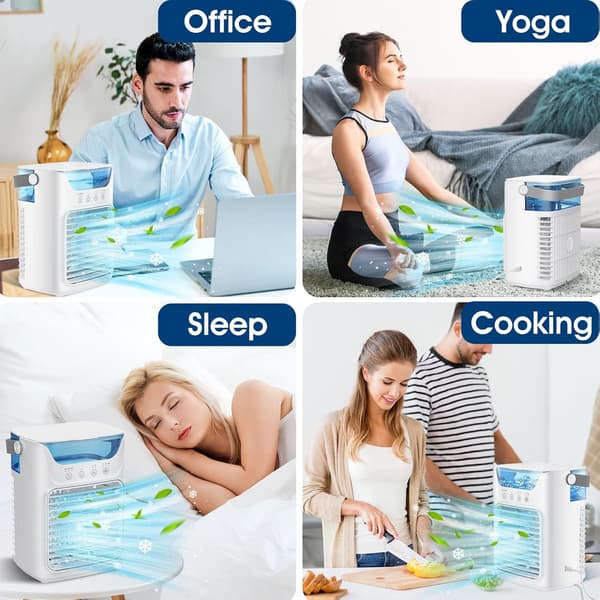 Fordampningskøler-luftkøler-luftkøler-Luftkølerventilator-Kraftig køleventilator-Vand- og iscirkulation, kompakt luftkøler til hjemmet - 16,5 x 12,2 x 21 cm