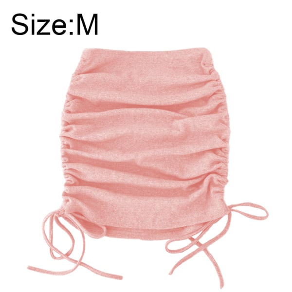 Dragsko, veckad elastisk mini penntight kjol Pink,M