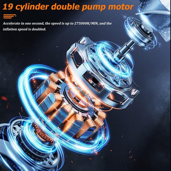 Bärbar bildäckspump luftkompressor, 150PSI fordonsdäckpump med digital tryckmätare, dubbla värden display & LED-ljus, bil