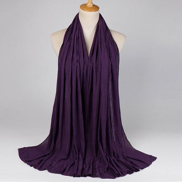 Scarfsjal för kvinnor 2022 höst och vinter Monokrom merceriserad bomull veckad 13# Deep Purple 180cm