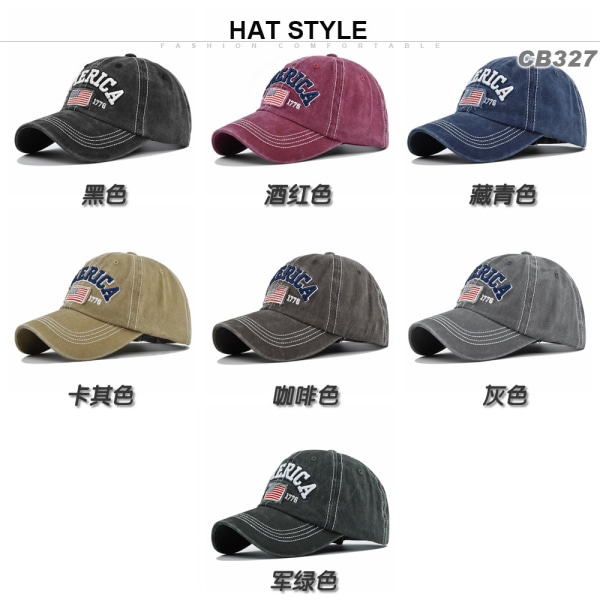 Distressed Broderad Baseball Cap Amerika Broderad Baseball Cap Amerikanska flaggan Retro Duck Tongue Hat Partihandel Cb3277ArmyGreen Adjustable