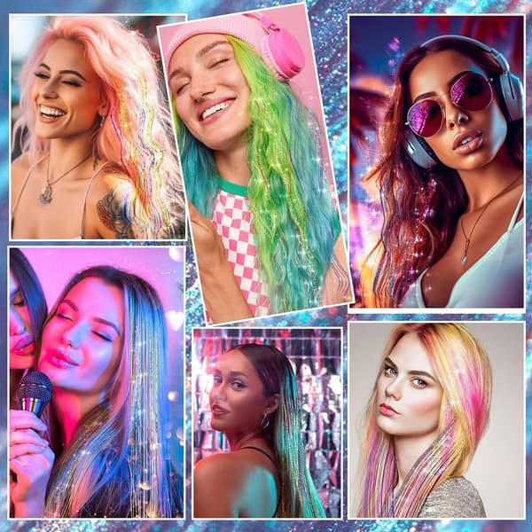 Clip-in Hår Glitter Extensions Sæt til Halloween Cosplay Fest Red