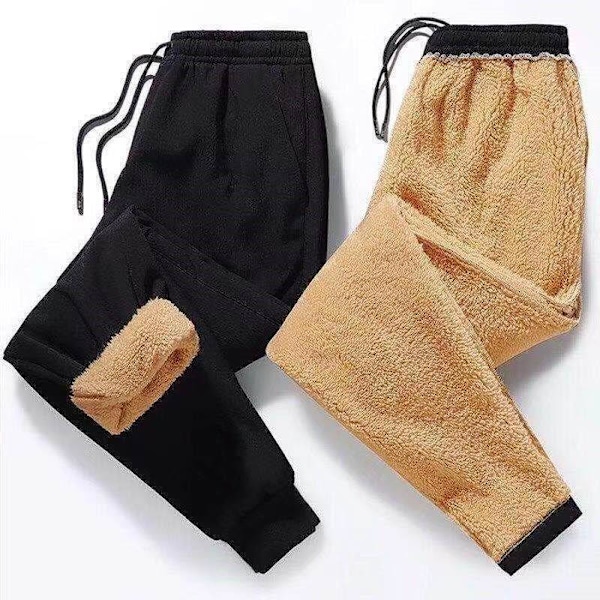 Herr- och damtoalettbyxor, lammull höst- och vintersportbyxor, lösa och trendiga med tjockt fleece, ungdomsvinter casual långbyxor black XXXXL