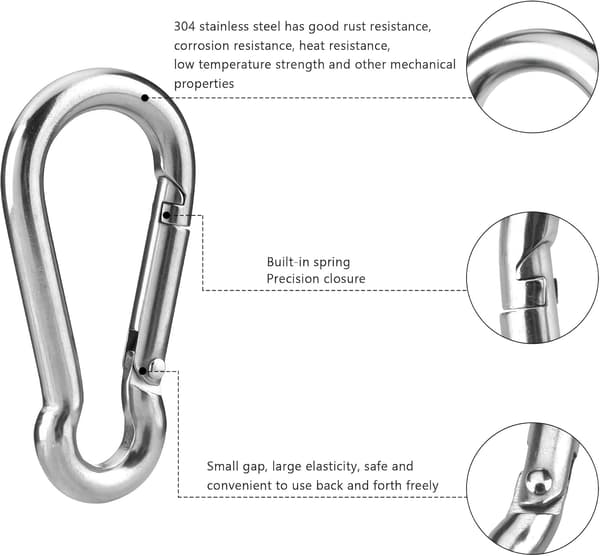 Solsejl Hardware Kit, 304 Rustfrit Stål Anti-Rust Fastgørelseshardware til Firkantede og Trekantede Solsejl (12-dele Sæt + 16 Skruer)