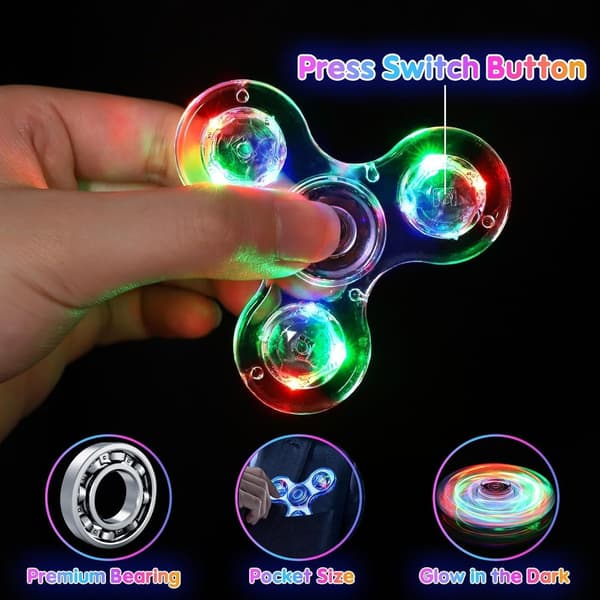 Fidget Spinners, Lysende Sensoriske Fidget-leker for Barn, Selvlysende Leke for Barn 4-8-12, ADHD Angst Stresslindrende Leker for Voksne, Skole