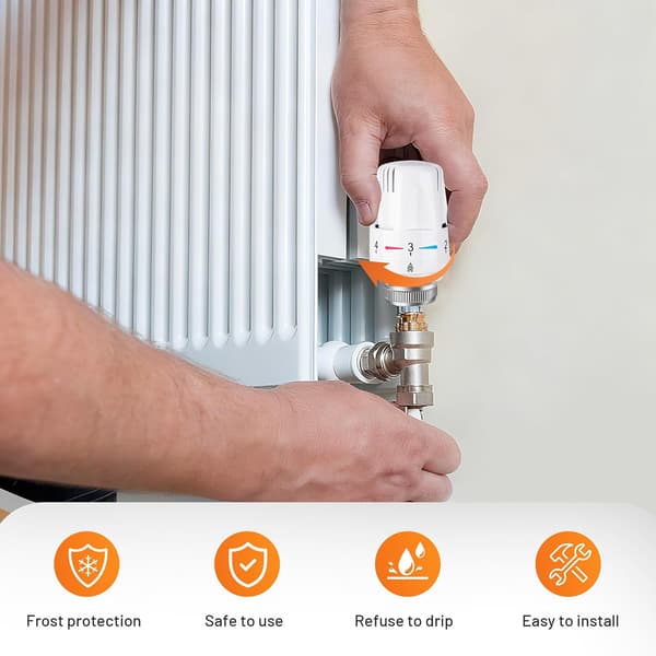 Set med 4 elementtermostater, termostat M30 x 1,5, radiatortermostat, termostatventil, termostathuvud för radiator