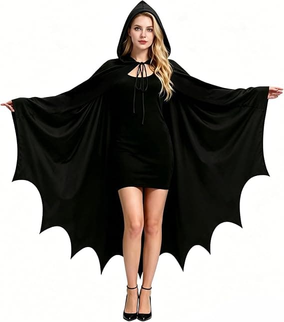 Halloween Sort Flagermuskappe Kostume, Flagermuskappe til Kvinder og Mænd