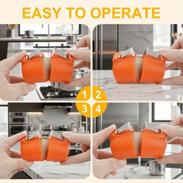 Egg Cracker Verktøy, Enhånds Eggåpner og Separator for Rå Egg, Sølfri Eggeskallbryter for Baking på Kjøkkenet (Oransje)