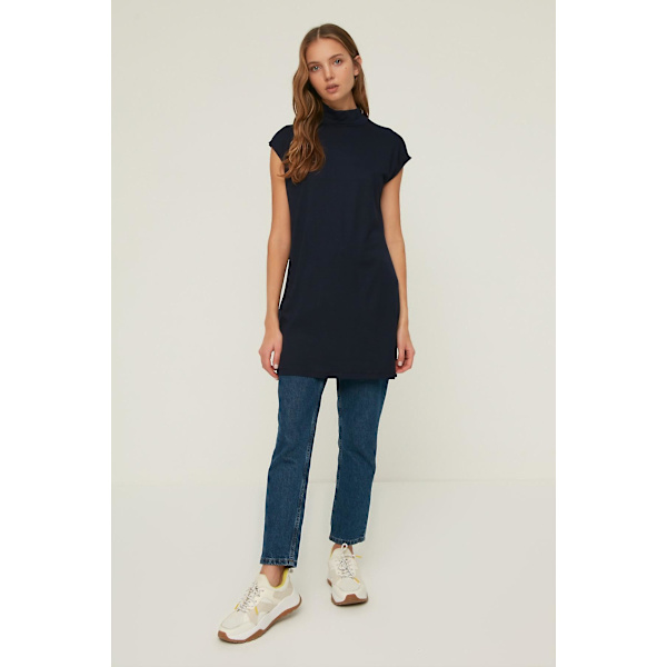 Trendyol Modest Modest Tunika Enkel Ståkrage Standardärm Basic Navy Blue 2XL