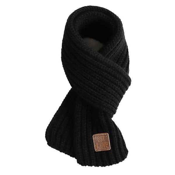 Småbarn Barn Halsduk Pojkar Flickor Vinterstickade Varma Halsdukar Hals Warmer_mi black