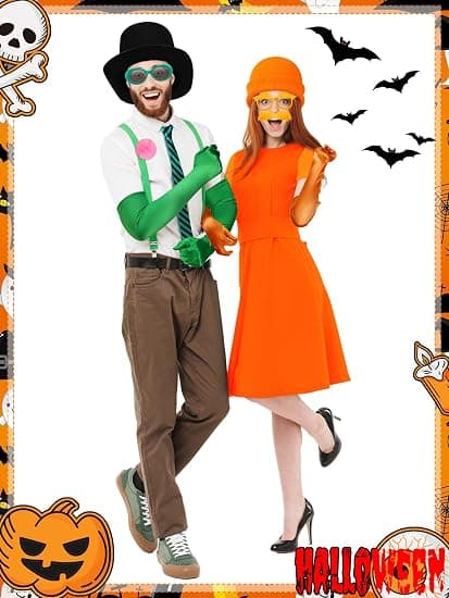 10 delar Halloween Orange Kostymtillbehörsset med hattglasögon