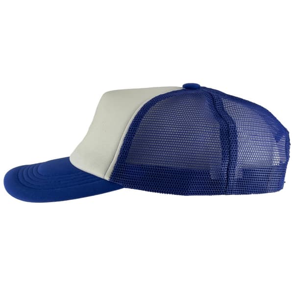 Gravity Threads Smile Face Brodery Justerbar Trucker Hat - Camo cross-white/royal